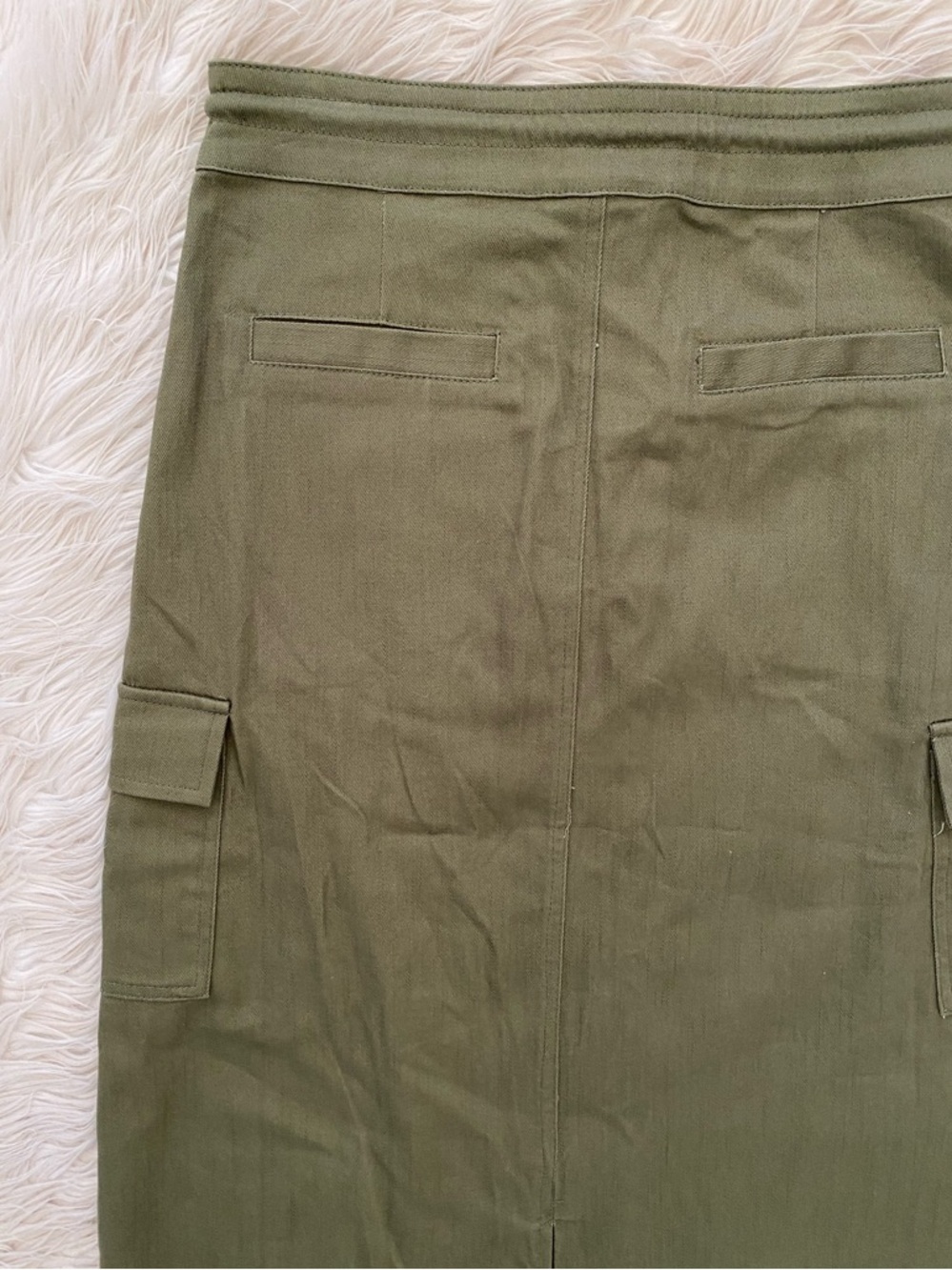 Inherit Zarina Cargo Midi Convertible Maxi Skirt Straight Fit Olive Green Modest - Picture 9 of 14